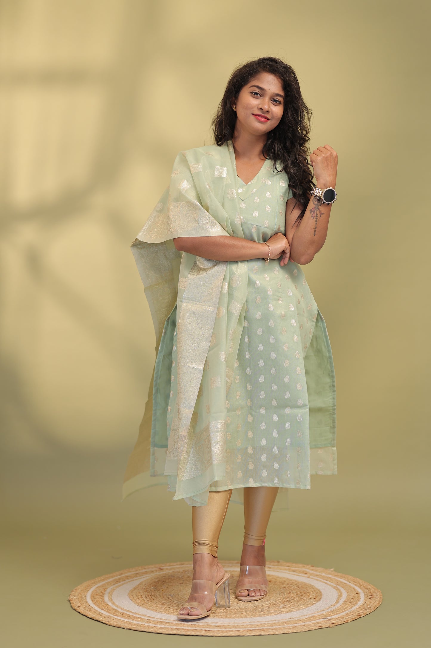 Varsha-Mint banaras suits