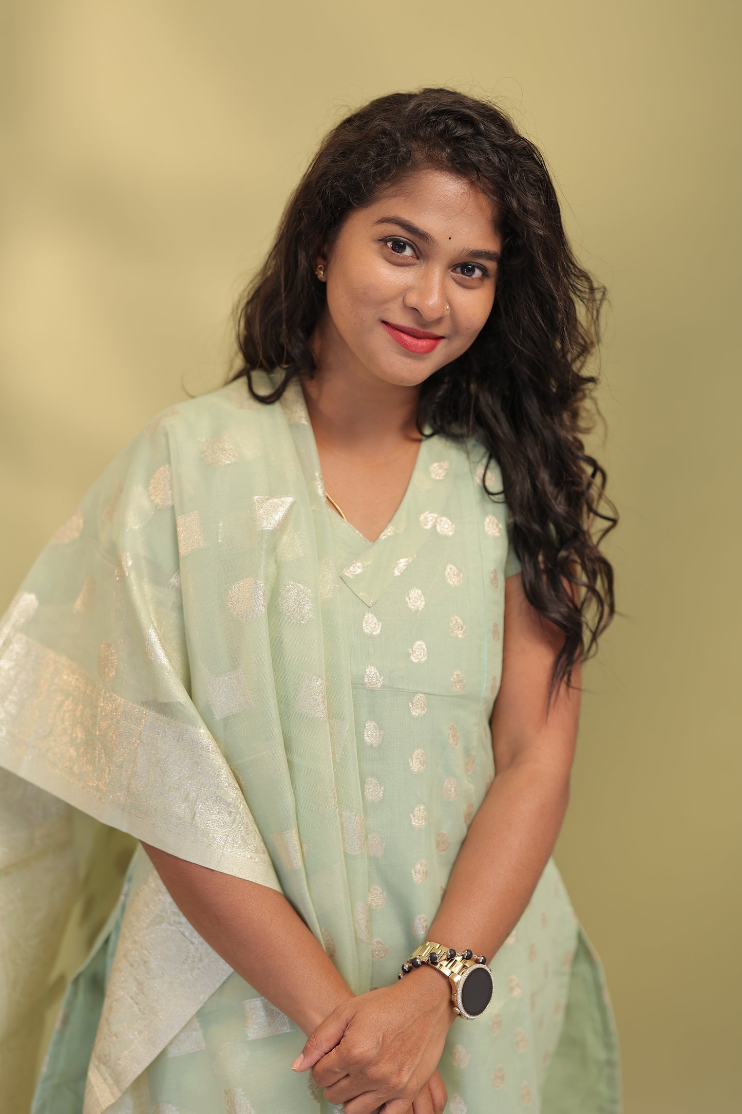 Varsha-Mint banaras suits