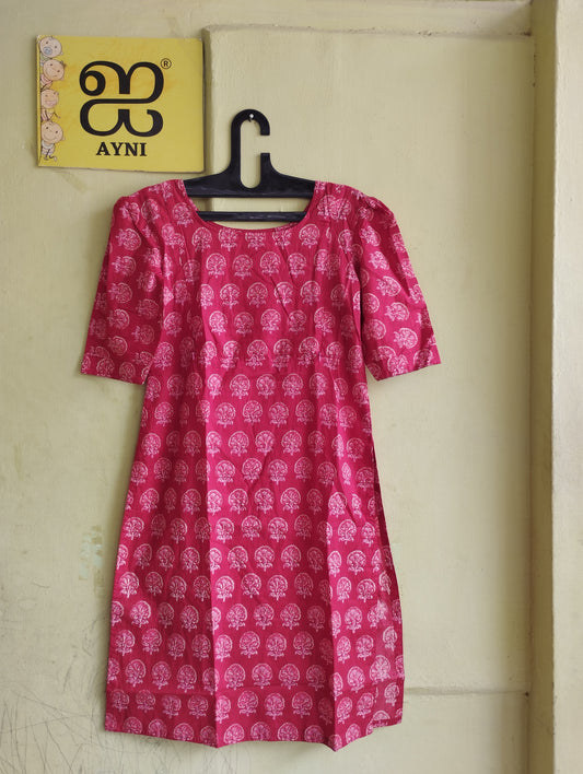 Red colour floral kurti