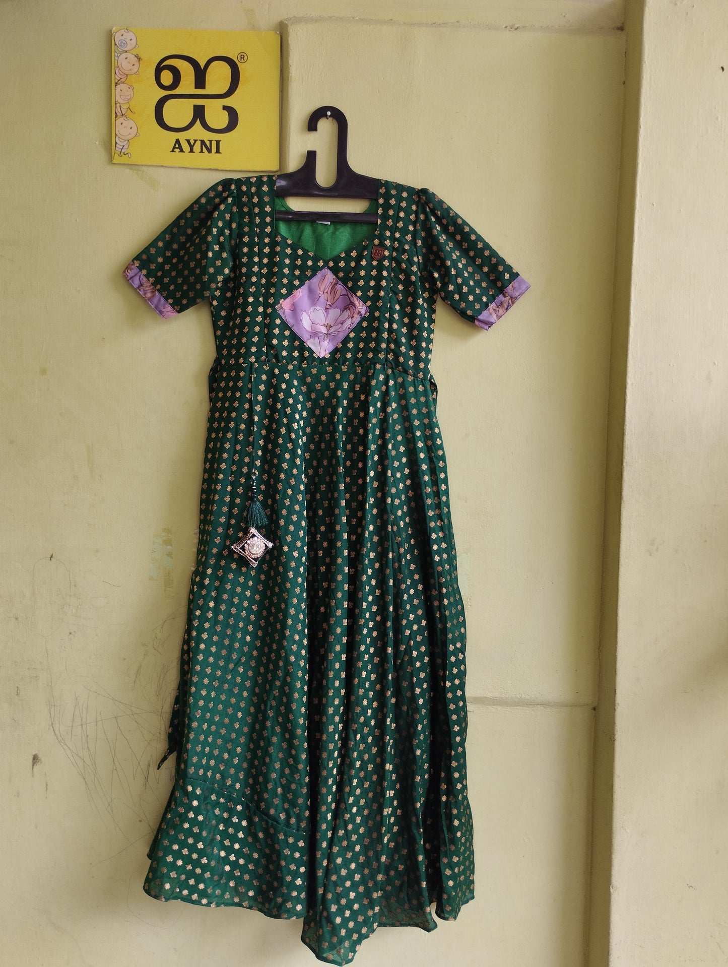 CS1 dark green diamond frock